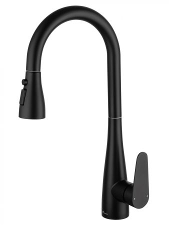 Смеситель для кухни с выдвижным изливом WONZON & WOGHAND, Черный матовый (WW-121E201B-MB), артикул WW-121E201B-MB