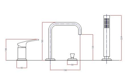 Смеситель на борт ванны Cezares Legend LEGEND-BVDM-03/24 Золото 24 карат