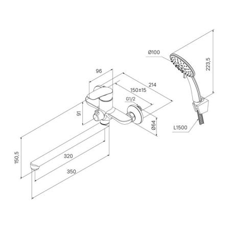Смеситель для ванны и душа (RORSB00M10), артикул RORSB00M10