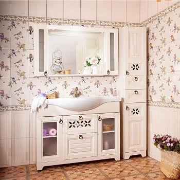 Комплект мебели для ванной Бриклаер КАНТРИ 120KP, бежевый