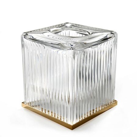 Контейнер для бумажных салфеток, 3SC, Elegance, настольный, ширина, мм-130, глубина, мм-130, высота, мм-150, материал-хрусталь, цвет-золото матовое, артикул EL71ACRGO