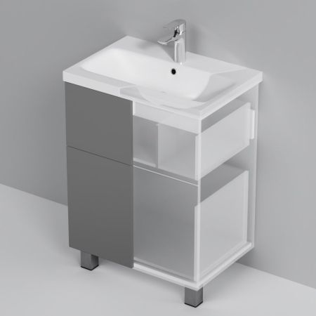 M90FSX06022GM32 GEM, База под раковину, напольная, 60 см, 2 ящика push-to-open, графит матовый, артикул M90FSX06022GM32