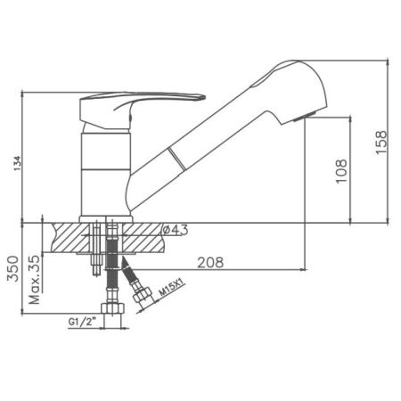 Смеситель для кухни Cron CN4766, хром
