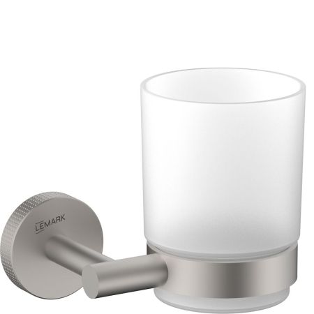 Стакан для ванной Lemark BELUGA подвесной, сталь, стекло, брашированный никель (LMA-8035S-BN), артикул LMA-8035S-BN