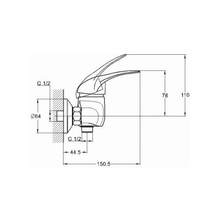 Смеситель для душа G.Lauf KLO5-A048, хром, артикул KLO5-A048