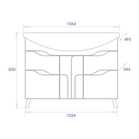 Тумба Onika Веронэлла 105 напольная, белая (ум. Стиль 105)