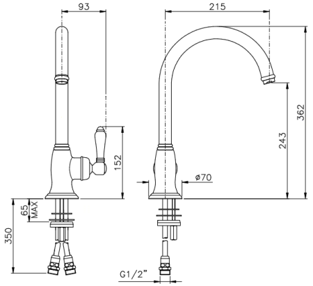 Nicolazzi Cucina Смеситель для раковины на 1 отверстие, цвет: никель полированный, артикул 3456NS76C