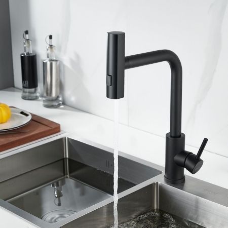 Смеситель для кухни с мультифункциональным изливом Shevanik S263H, черный, артикул S263H