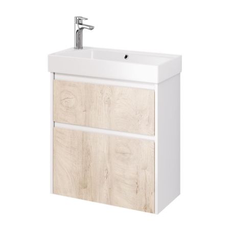 Тумба под раковину подвесная Dreja Slim 65 см, белый/дуб кантри, артикул 99.0501