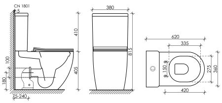 Напольный пристенный унитаз Mia Rimless CN1801