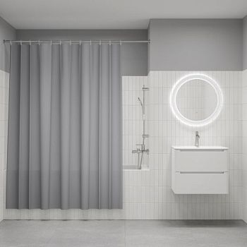 Штора для ванной, 200x180 см, Полиэстер, светло-серый, IDDIS, BS07P18i11