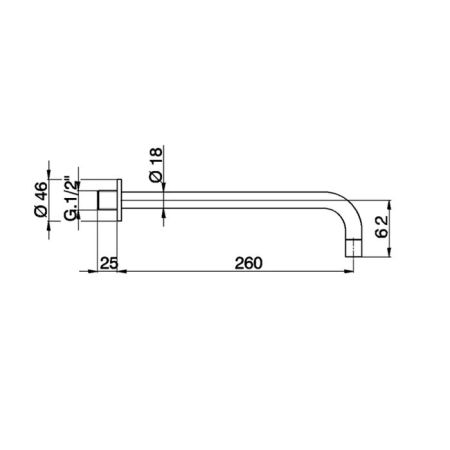 CISAL Настенный излив 260мм, цвет черный матовый, артикул ZA00225140