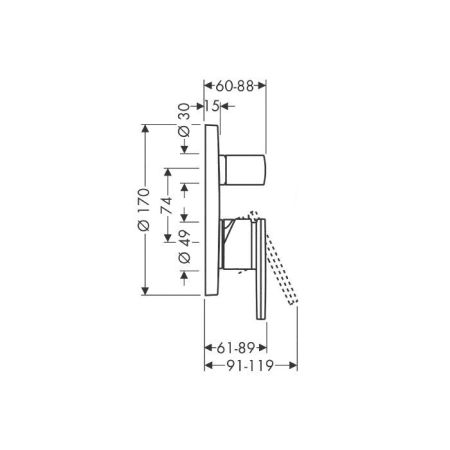 AX Citterio Встраиваемый смеситель для ванны однорычажный (внешняя часть), цвет: хром, артикул 39455000