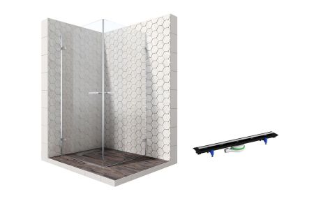 Душевой уголок Ambassador Abner 10011105-PR2, квадратный, линейный трап, 90х90, артикул 10011105-PR2