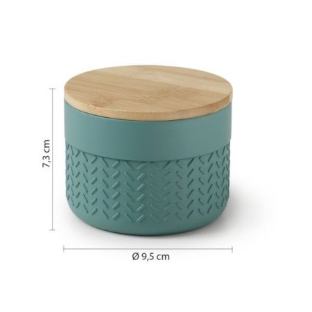 Gedy Thea, настольный круглый контейнер с крышкой, цвет зеленый/бамбук, артикул TH03(47)