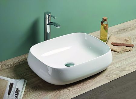 Раковина керамическая накладная AM-78102, цвет белый, 560х420х145, артикул AM-78102