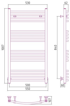 Полотенцесушитель водяной АРКУС 1000х500 (САТИН)