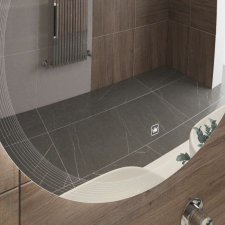 Зеркало ECO CEZARES с лазерной гравировкой, контурной подсветкой и сенсорным выключателем, артикул CZR-SPC-ECO-1000-LED-TCH