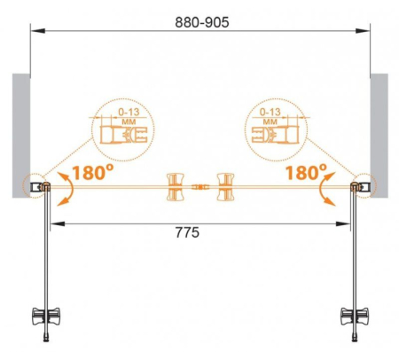 Душевая дверь в нишу CEZARES ECO-O-B-2, артикул ECO-O-B-2-90-P-Cr