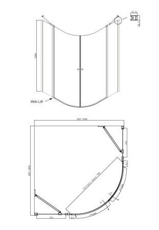 Душевой уголок Ambassador Nord 13011102, полукруглый, 100х100 см, артикул 13011102