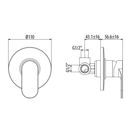 Gattoni H2Omix7000 Смеситель встроенный на 1 выход с внутр частью, цвет хром Gattoni H2Omix7000 Смеситель встроенный на 1 выход с внутр частью, цвет хром