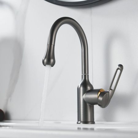 Смеситель для раковины Raffine F101T, оружейная сталь, артикул F101T