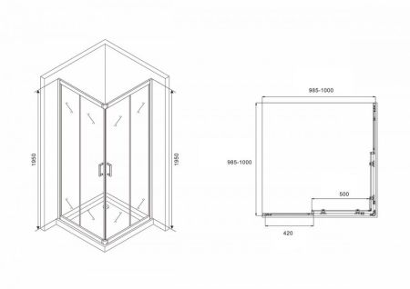 Душевой уголок ABBER Schwarzer Diamant AG02100B