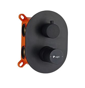 AQG Tube, встраиваемый в стену однорычажный смеситель для душа на 3 выхода, с дивертером, цвет черный матовый