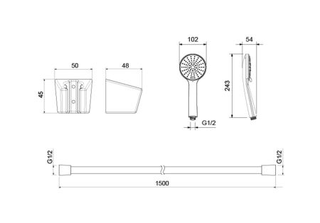 Душевой набор 100 3 jet AQUATEK AQ2032CR БЕТТА, артикул AQ2032CR