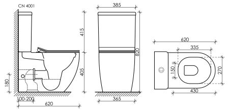 Напольный пристенный унитаз Metropol Rimless CN4001, артикул CN4001