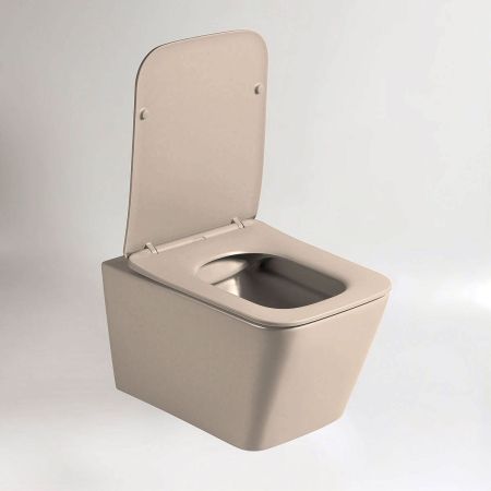 Унитаз подвесной Q-Line VT1-12MC безободковый, цвет капучино мат., ультратонкое soft close сиденье, артикул VT1-12MC