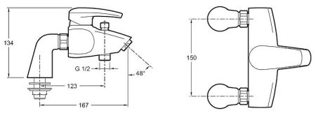 Смеситель для ванны Jacob Delafon Panache E71242-CP Хром