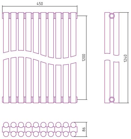 Отопительный радиатор ЭСТЕТ-11 н/ж 1200х450 / 10 сек (ЗОЛОТО), артикул 03-0302-1210