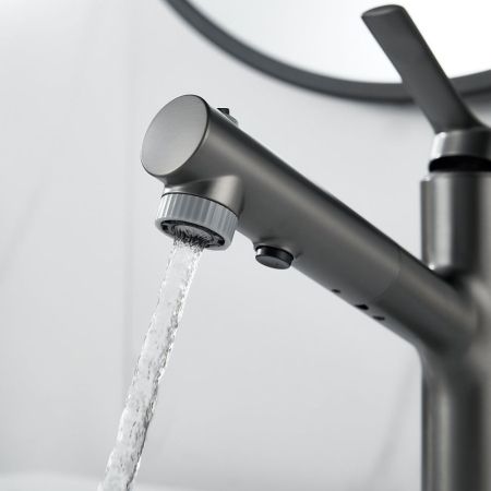 Смеситель для раковины многофункциональный Raffine F281T, оружейная сталь, артикул F281T