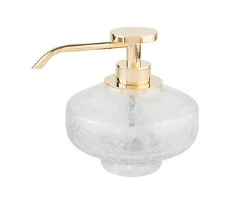 Surya Crystal, дозатор низкий 11,5х11,5хh7,7 см с помпой V6, эффект битого стекла, цвет хром