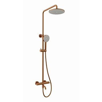 Смеситель Lemark Kalina для ванны и душа с регулируемой высотой штанги и лейкой верхнего душа «Тропический дождь» (LMF-2126S-BRRG)