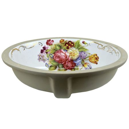 Раковина Bronze de Luxe Эльзас 50 2035 Белая с декором Цветы, артикул 2035