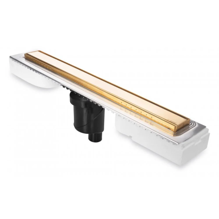 Желоб BERGES водосток В1 Keramik 700, золото глянец, S-сифон D50/105 H50 вертикальный, артикул 092018