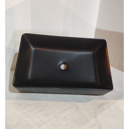 White Ceramic Slim, накладная прямоугольная раковина 60x38x13h см, цвет черный матовый, артикул W012705