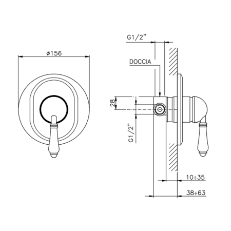 Nicolazzi Cristallo Внешняя часть встраиваемого смесителя для душа, 1 источник, цвет: хром, артикул 3406MCR33