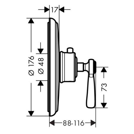 AX Montreux Встраиваемый термостат для душа, 1 потреб, (внешняя часть), цвет: шлифованный никель
