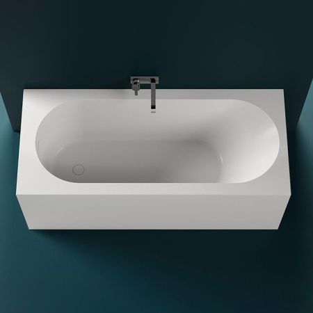 Salini FABIA Ванна пристенная 1700x750x600мм, овальная чаша, донный клапан, сифон,  слив-перелив, мат-л: S-Sense, матовый, артикул 102611M