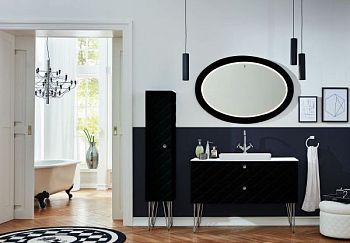 Комплект мебели Puris Diamond Line с раковиной из минерального литья, 1200 мм, цвет черный диамант