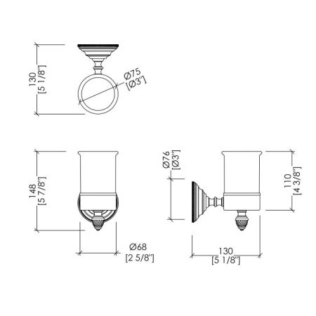 Devon  Diamond Стакан керамический белый   для зубных щеток, держатель цвет светлое золото, артикул WHD503OTBI