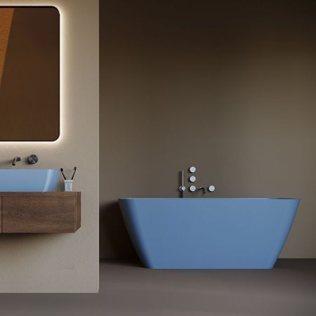 Salini AGATHA Ванна отдельностоящая 1800х800х660мм, донный клапан "Up&Down", сифон,  слив-перелив, мат-л: S-Stone, матовый, RAL5014 Фурнитура: RAL5014, артикул 100221MRF RAL5014