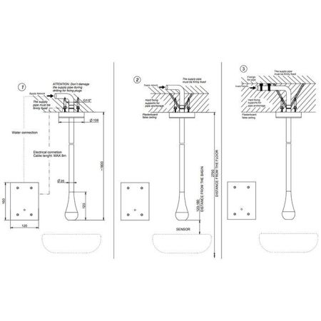 GESSI GOCCIA Смеситель для раковины потолочный,электронный, с кран-фильтром для регулировки температуры и напора воды, внешняя часть, цвет Black XL