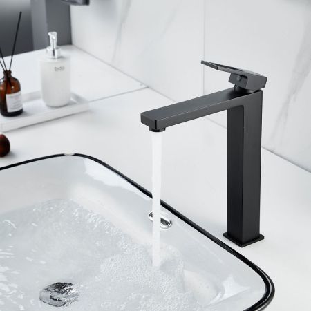 Смеситель для раковины высокий  Raffine F1196H, черный, артикул F1196H