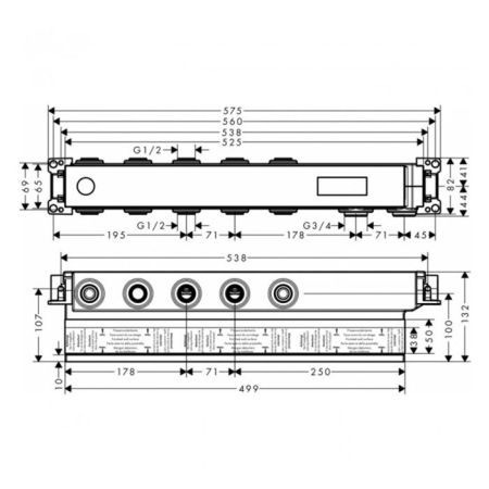 Внутренняя часть, Hansgrohe, RainSelect, назначение-смеситель для душа, стандарт подвода воды-1/2"-3/4", не окрашен, на 3 потребителя