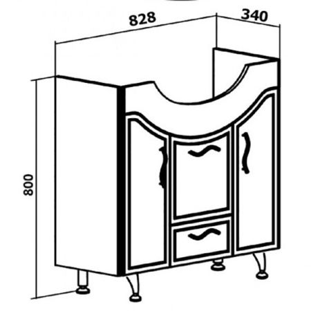 Тумба под раковину Runo Севилья 85 4620750021764 Белая