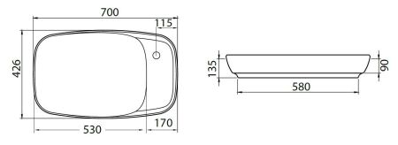 Раковина накладная Allen Brau Liberty 4.32012.21 белый матовый, артикул 4.32012.21